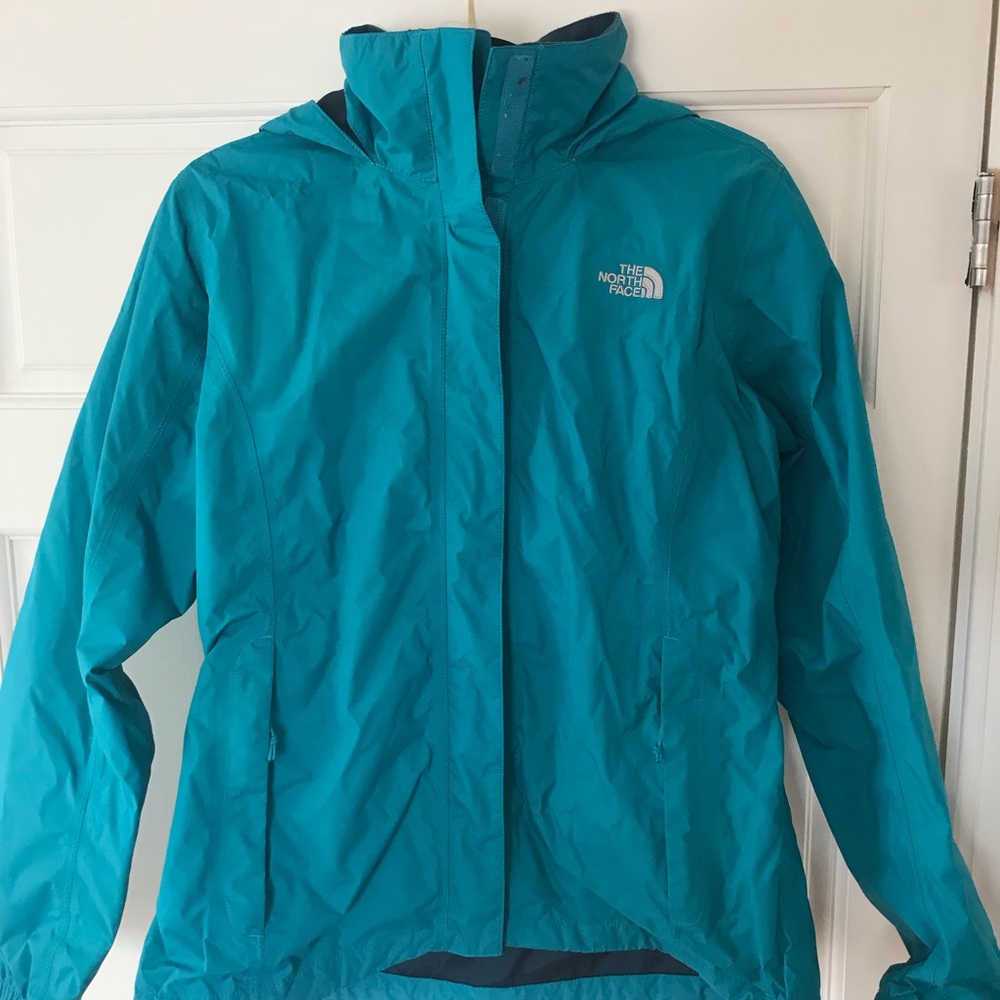 Teal North Face Rain Jacket